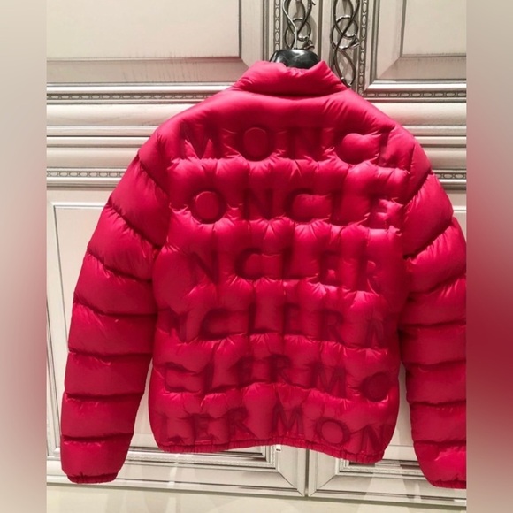 NWOT MONCLER Pink Down Vilnius Logo Jacket Sz 1. - Picture 4 of 8